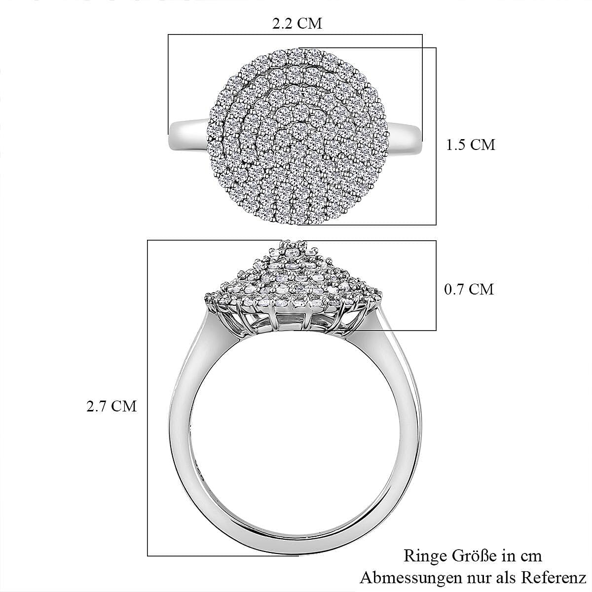 White Diamond 1.00 ctw Ring in Platinum Over Sterling Silver (Size 11.5)