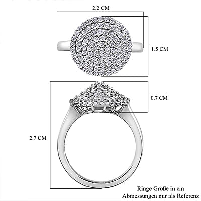 White Diamond 1.00 ctw Ring in Platinum Over Sterling Silver (Size 11.5)
