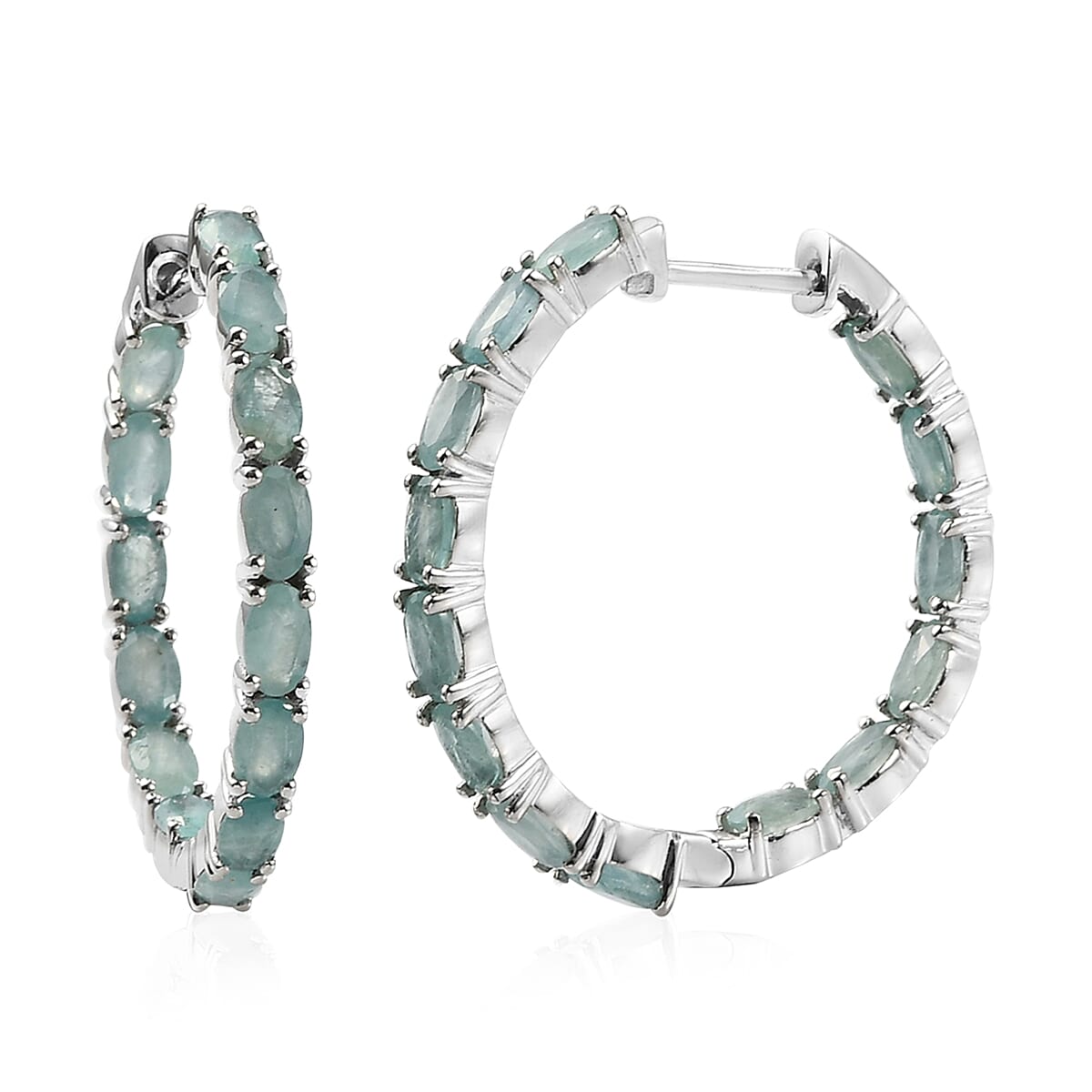 Premium Grandidierite Inside Out Hoop Earrings in Platinum Over Sterling Silver 5.60 ctw