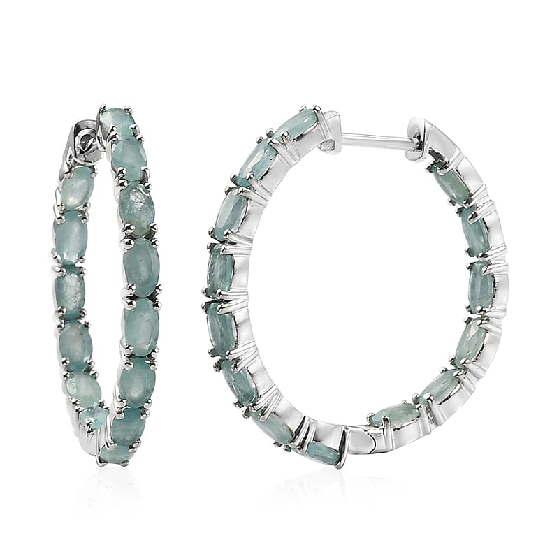 Premium Grandidierite Inside Out Hoop Earrings in Platinum Over Sterling Silver 5.60 ctw