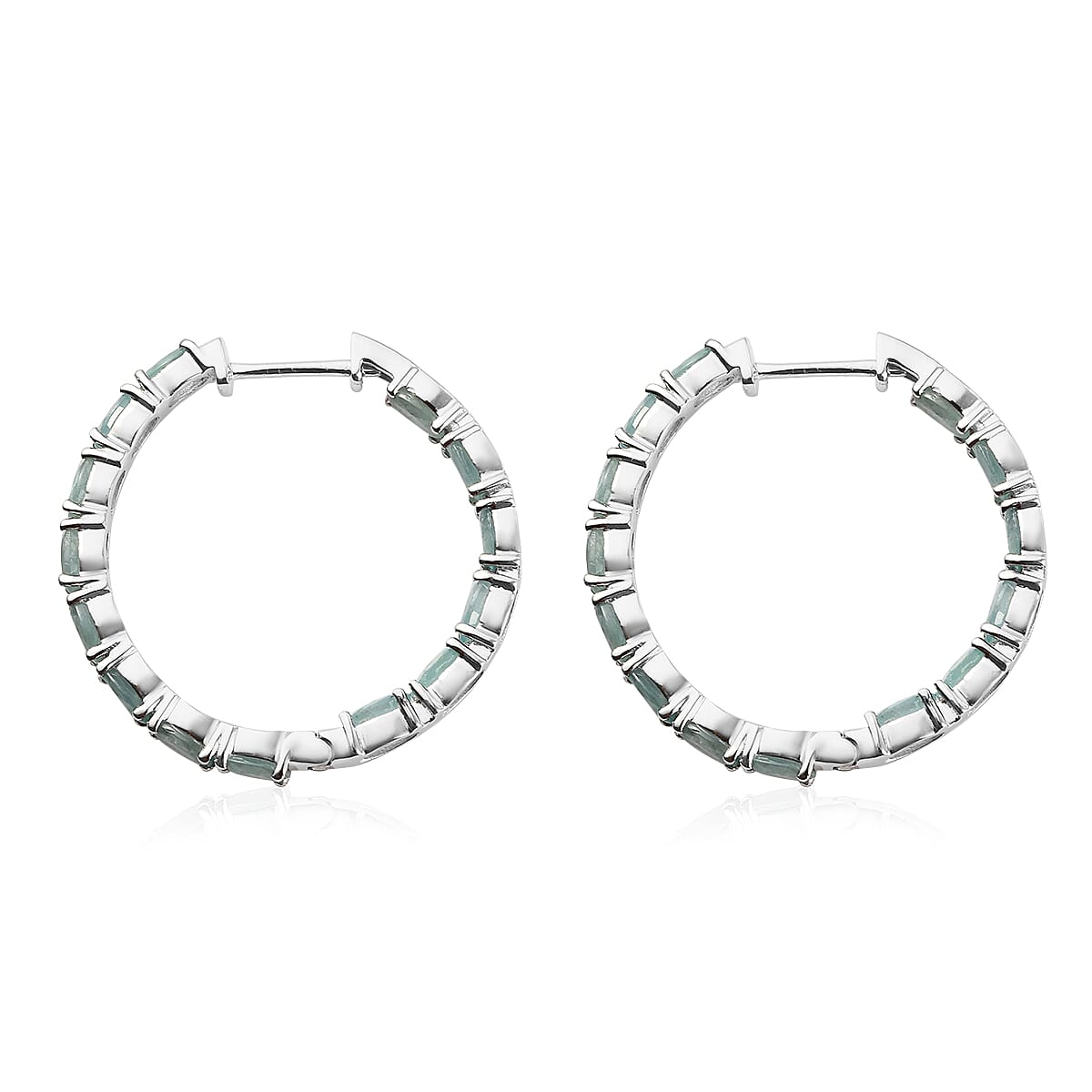 Premium Grandidierite Inside Out Hoop Earrings in Platinum Over Sterling Silver 5.60 ctw