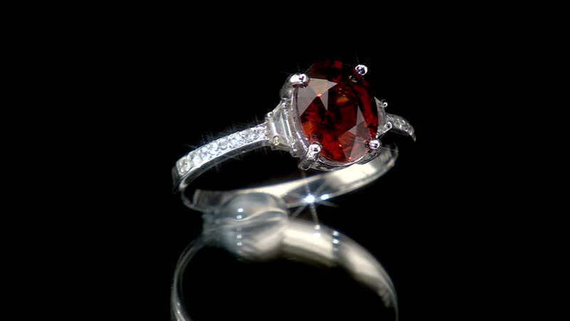 Natural Red Zircon and Natural White Zircon Ring in Platinum Over Sterling Silver (Size 10.0) 3.25 ctw