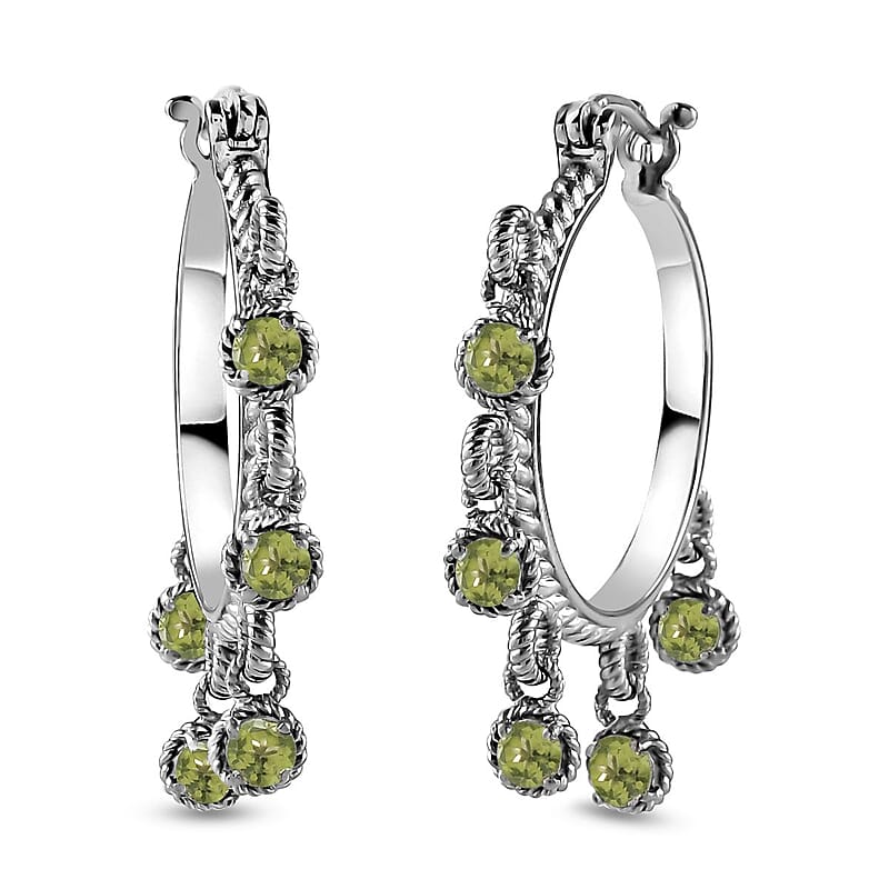 Ankur Treasure Chest Peridot Chandelier Hoop Earrings in Stainless Steel 2.40 ctw