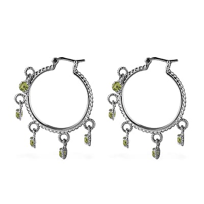 Ankur Treasure Chest Peridot Chandelier Hoop Earrings in Stainless Steel 2.40 ctw