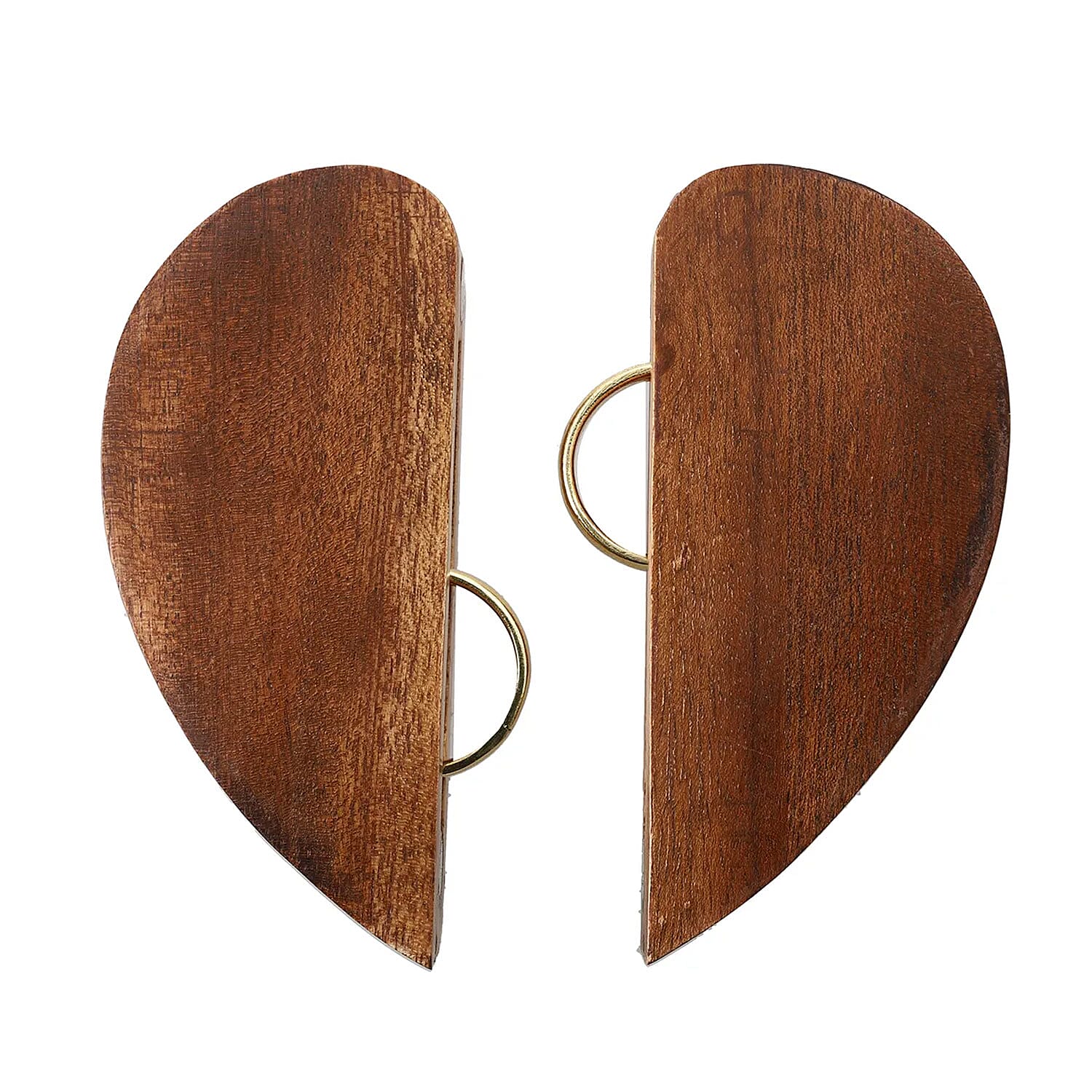 Portable Wooden Heart Shaped Secret Ring Box with Goldtone Ring (Size 9.0)