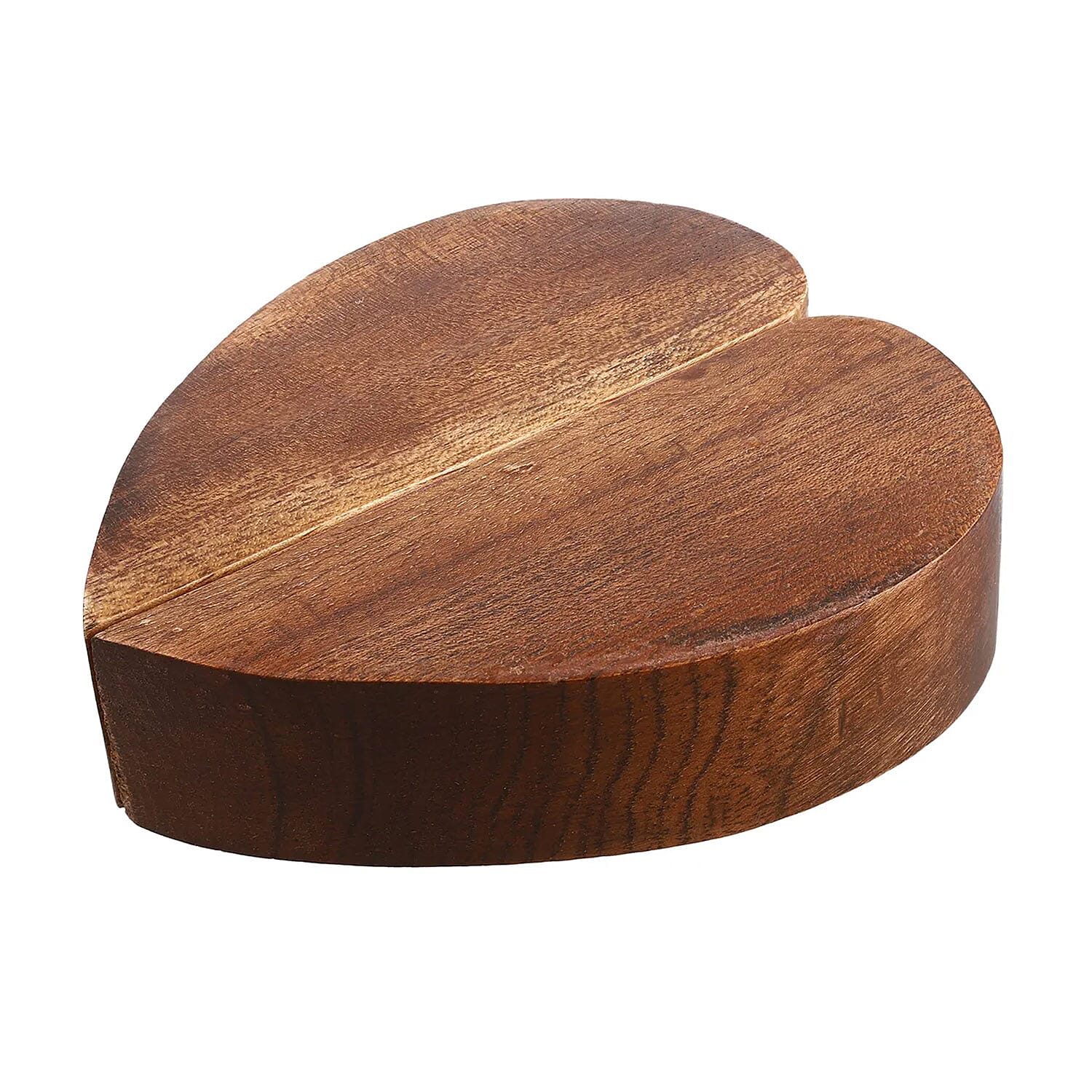 Portable Wooden Heart Shaped Secret Ring Box with Goldtone Ring (Size 9.0)