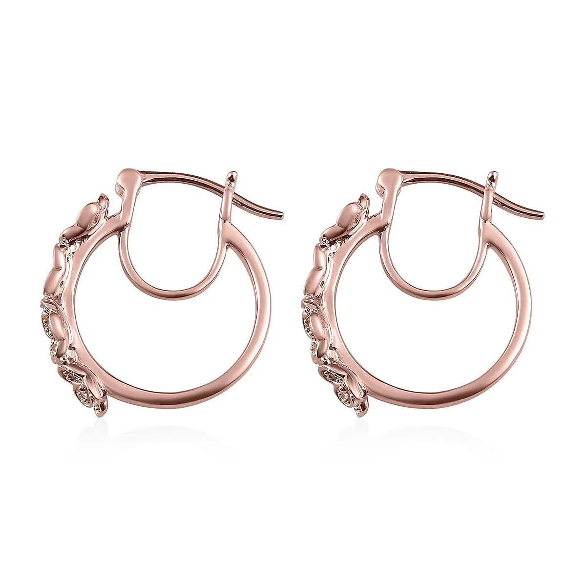 Uncut Natural Pink Diamond Floral Hoop Earrings, Vermeil Rose Gold Over Sterling Silver Earrings, Pink Diamond Jewelry For Her, Diamond Gifts 0.33 ctw
