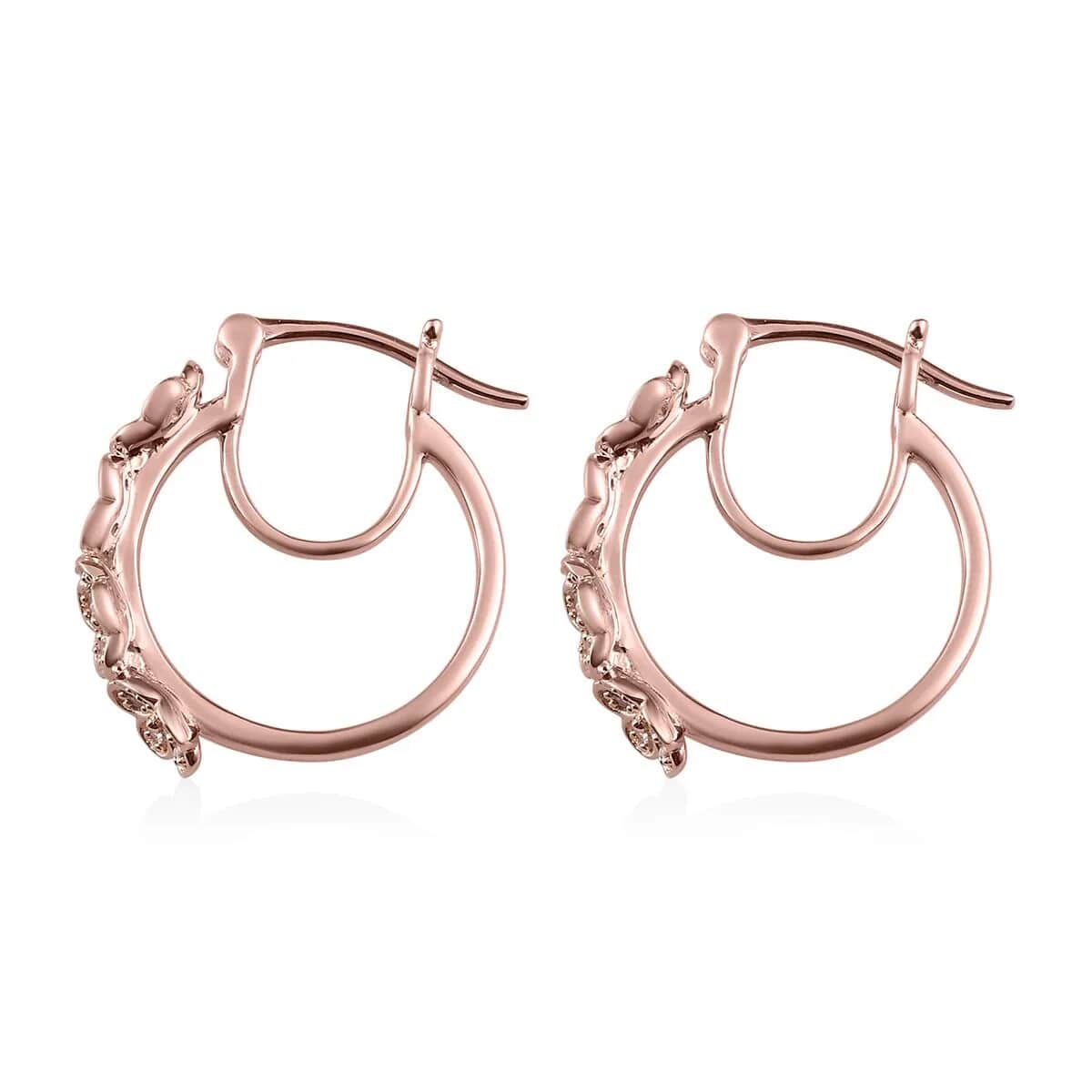 Uncut Natural Pink Diamond Floral Hoop Earrings, Vermeil Rose Gold Over Sterling Silver Earrings, Pink Diamond Jewelry For Her, Diamond Gifts 0.33 ctw image number 4