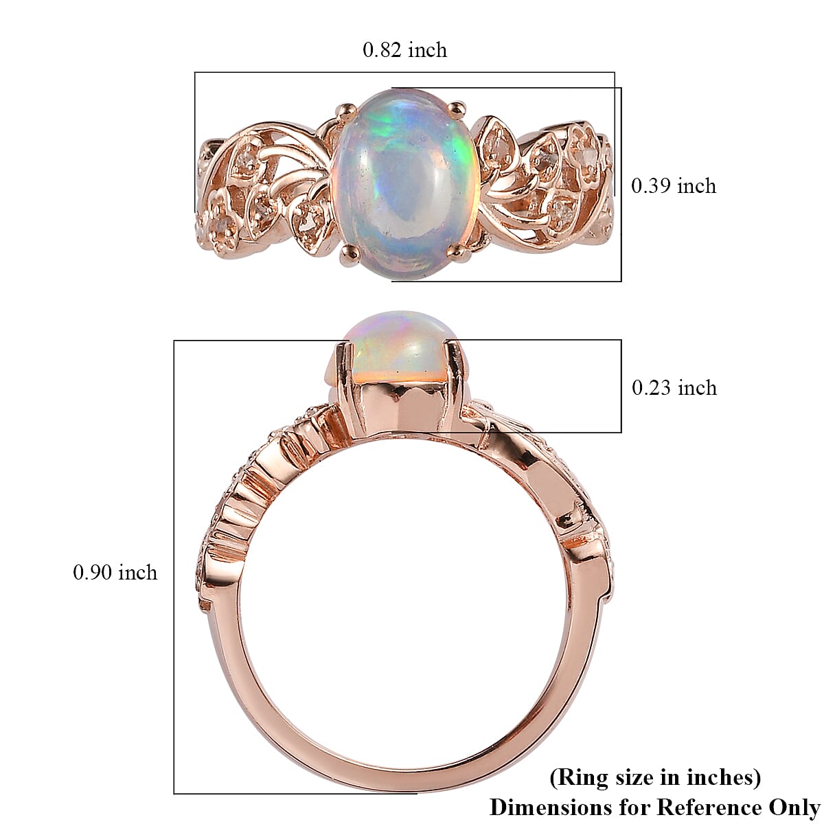 Premium Ethiopian Welo Opal Ring in Vermeil Rose Gold Over Sterling Silver, Uncut Natural Pink Diamond Accent Ring, Opal Jewelry, Birthday Gift For Her in 1.15 ctw