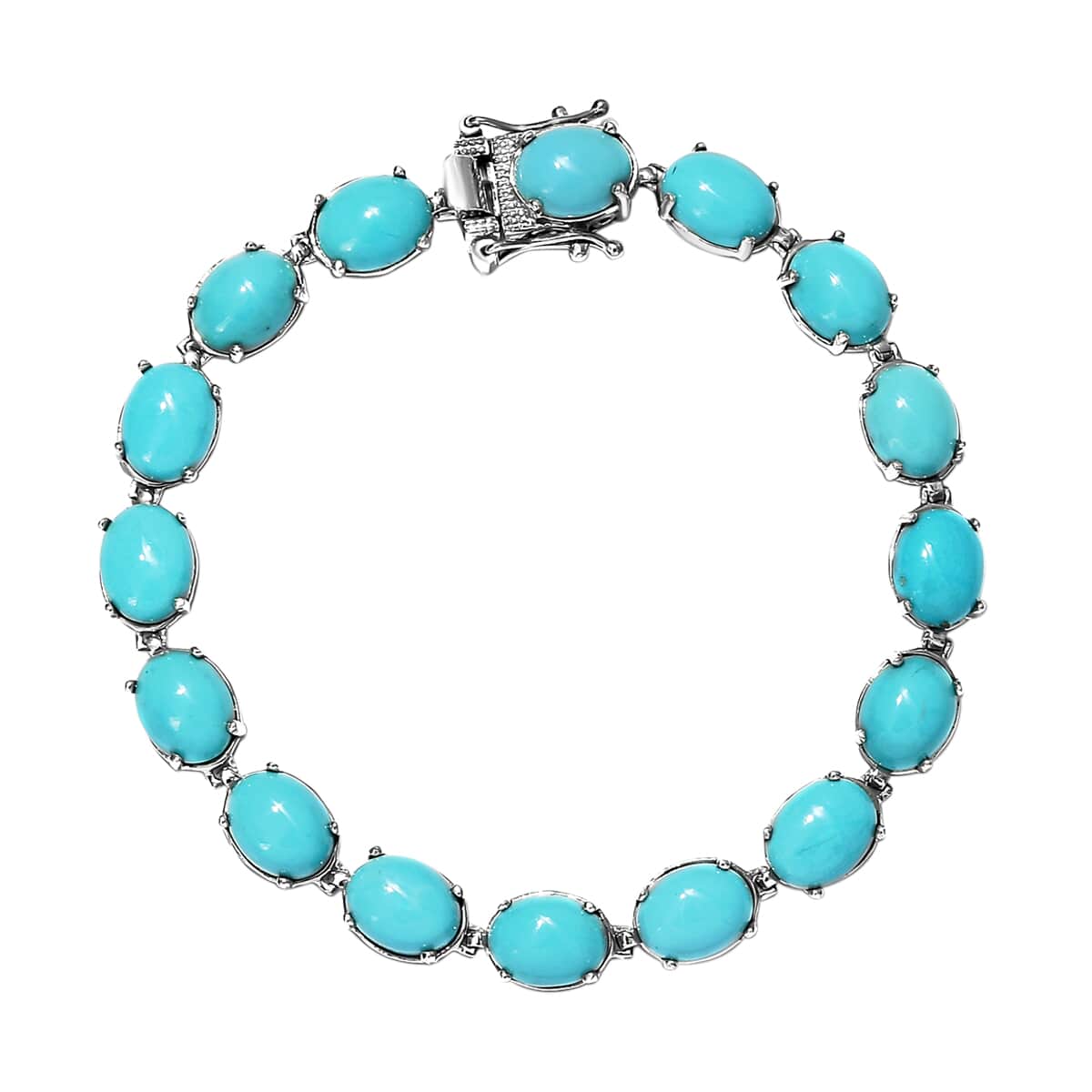 Sleeping Beauty Turquoise Bracelet in Platinum Over Sterling Silver (7.25 In) 27.15 ctw image number 0