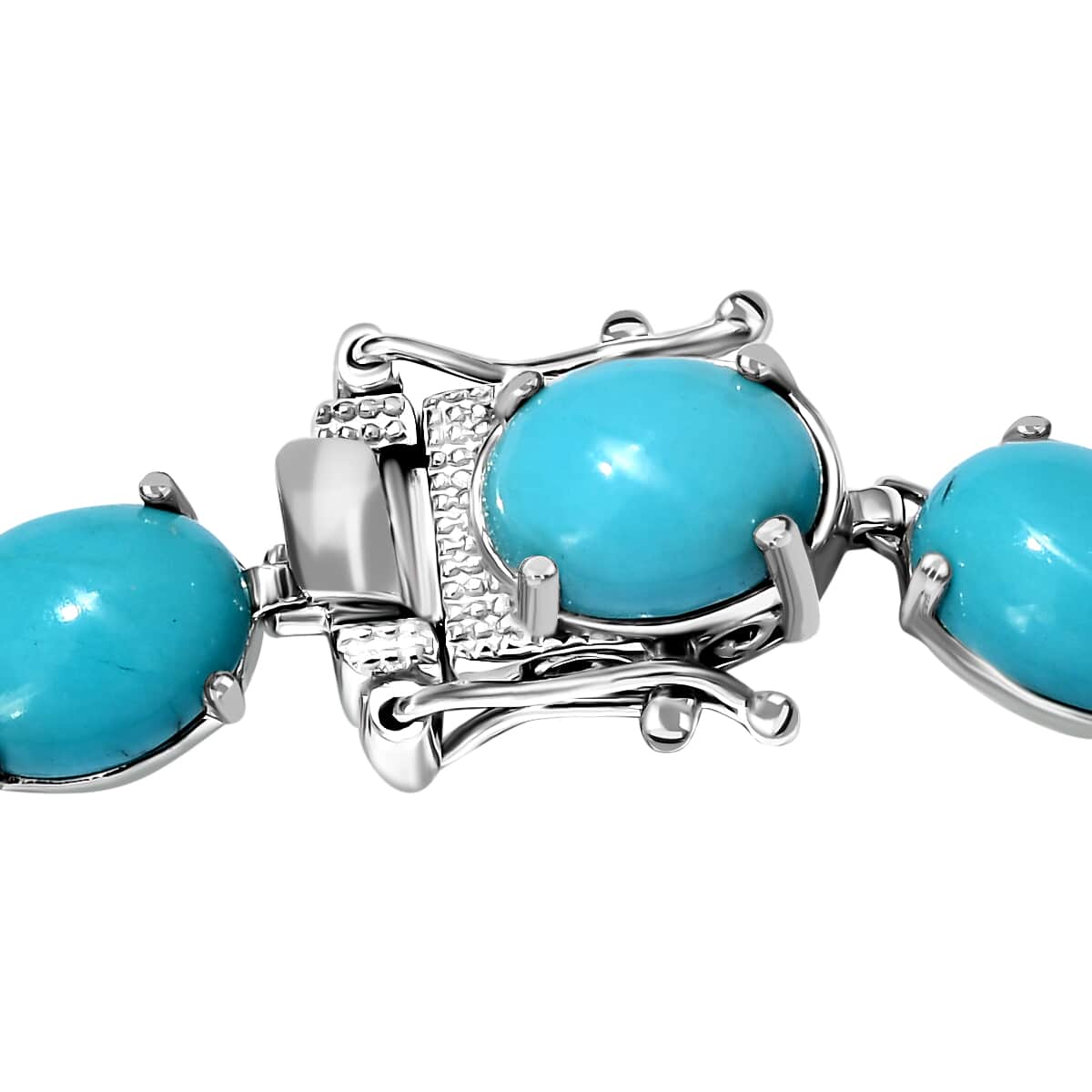 Sleeping Beauty Turquoise Bracelet in Platinum Over Sterling Silver (7.25 In) 27.15 ctw image number 3
