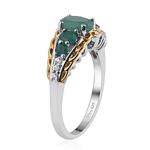 Premium Grandidierite and Natural White Zircon Ring in Vermeil Yellow Gold and Platinum Over Sterling Silver (Size 8.0) 1.40 ctw