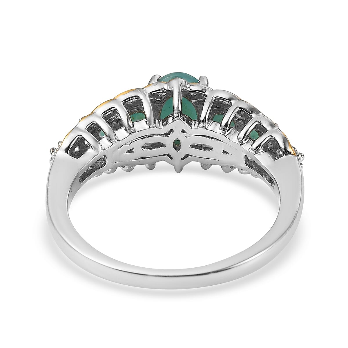 Premium Grandidierite and Natural White Zircon Ring in Vermeil Yellow Gold and Platinum Over Sterling Silver (Size 8.0) 1.40 ctw image number 4