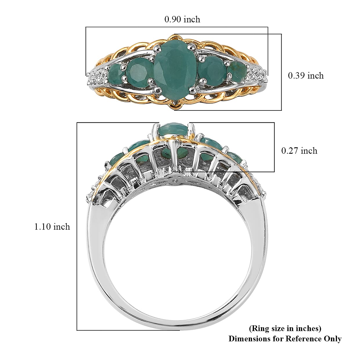 Premium Grandidierite and Natural White Zircon Ring in Vermeil Yellow Gold and Platinum Over Sterling Silver (Size 8.0) 1.40 ctw image number 5