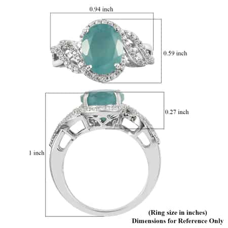 Premium Grandidierite and Natural White Zircon Ring in Platinum Over Sterling Silver (Size 10.0) 4.35 ctw image number 5