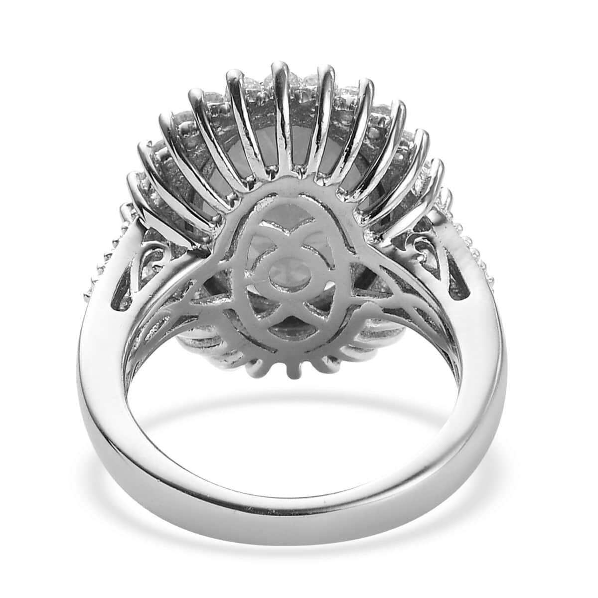 Premium Grandidierite and Natural White Zircon Sunburst Ring in Platinum Over Sterling Silver 7.25 ctw image number 4