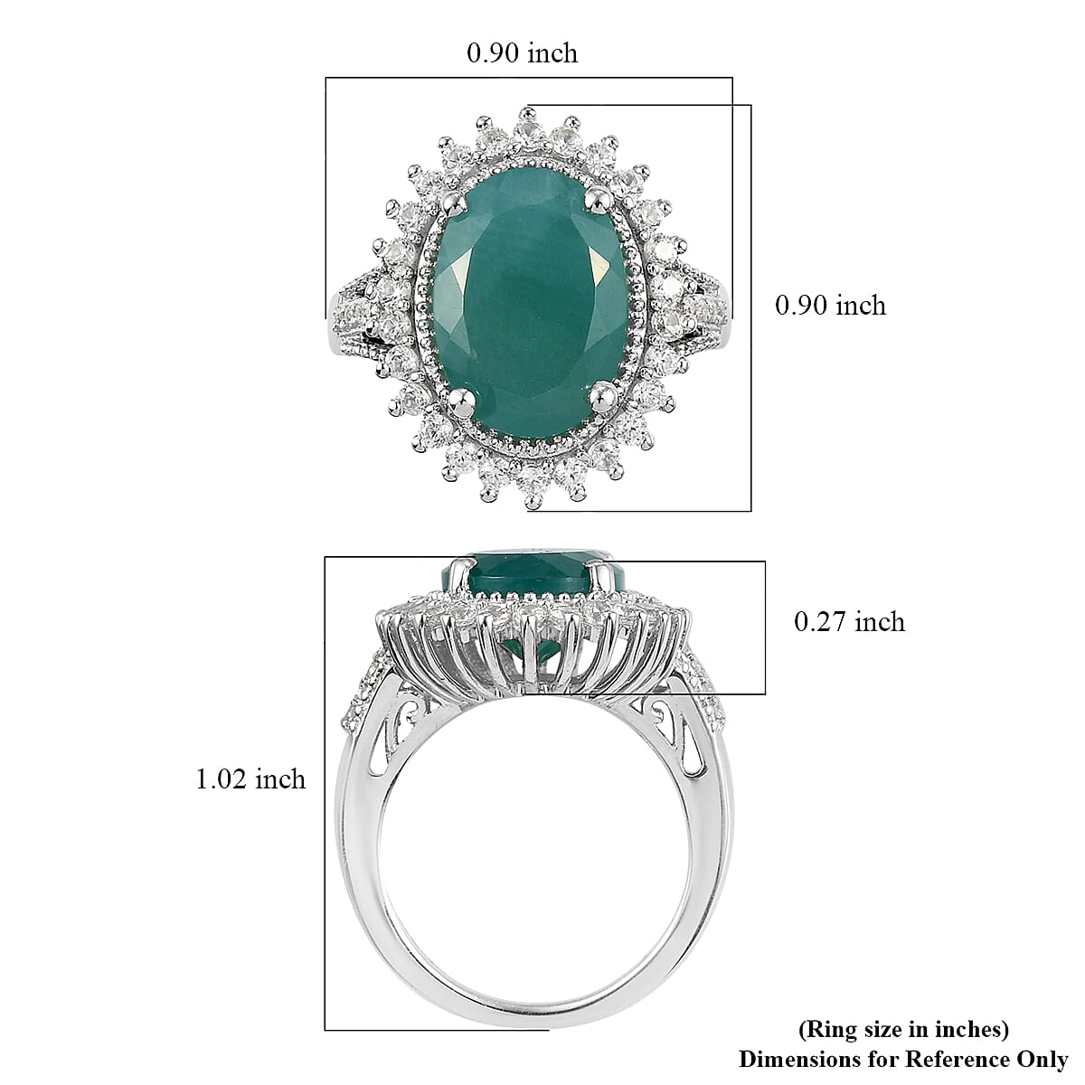 Premium Grandidierite and White Zircon Sunburst Ring in Platinum Over Sterling Silver (Size 10.0) 7.25 ctw
