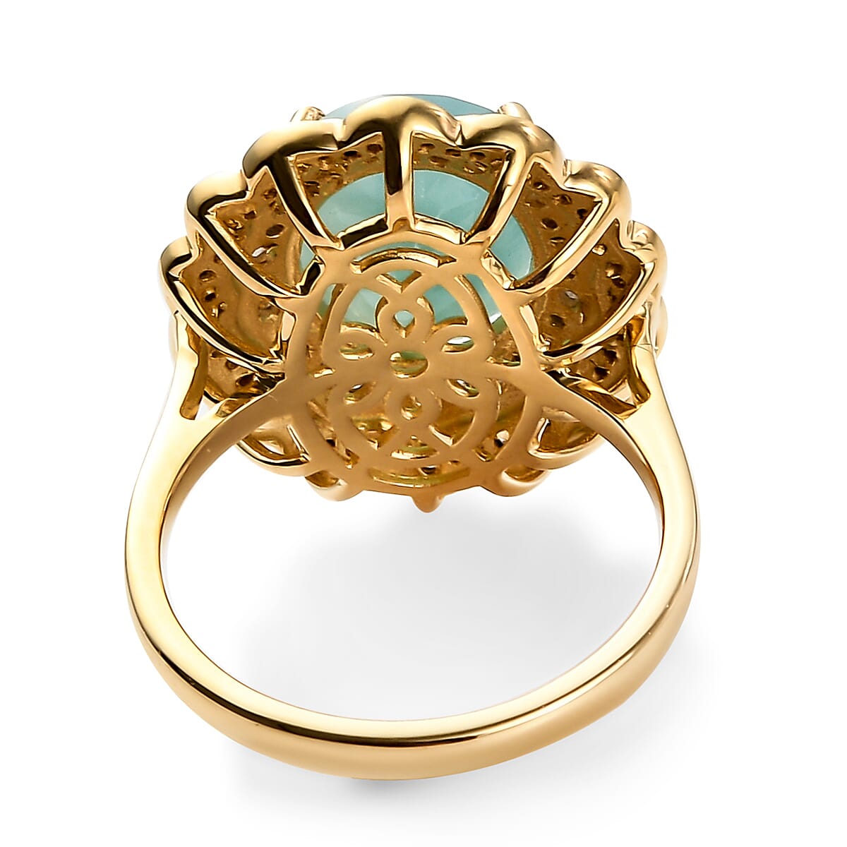 Premium Grandidierite, Natural Champagne and White Diamond Double Halo Ring in Rhodium & Vermeil YG Over Sterling Silver 5.50 ctw image number 4