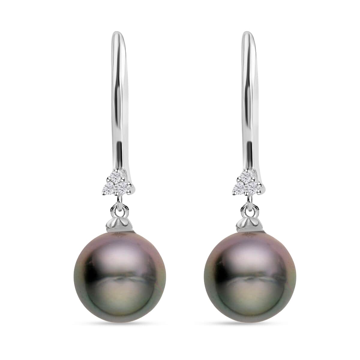 Buy Tahitian Pearl Drop Earrings in Platinum Plated Sterling