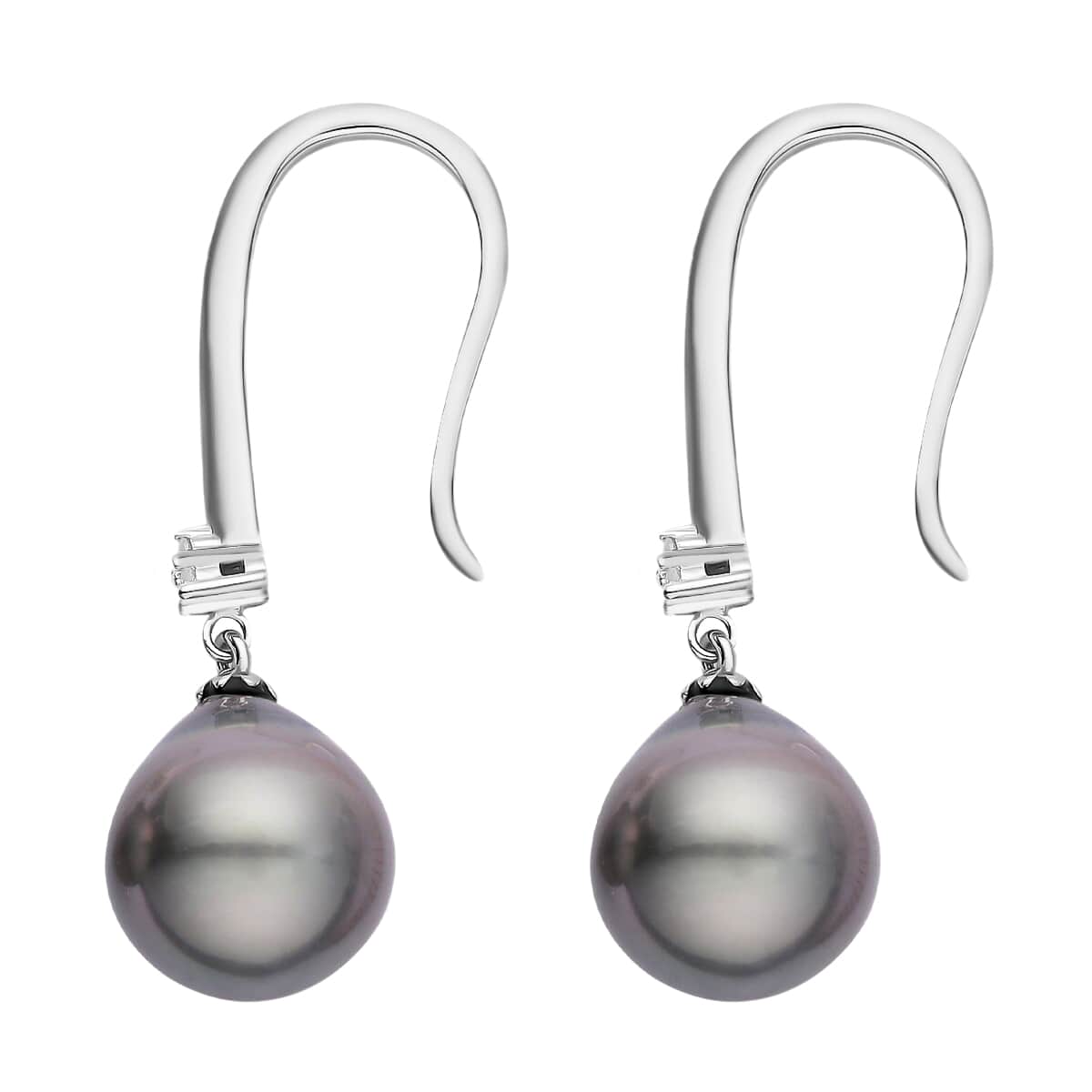 Buy Tahitian Pearl Drop Earrings in Platinum Plated Sterling Silver ...