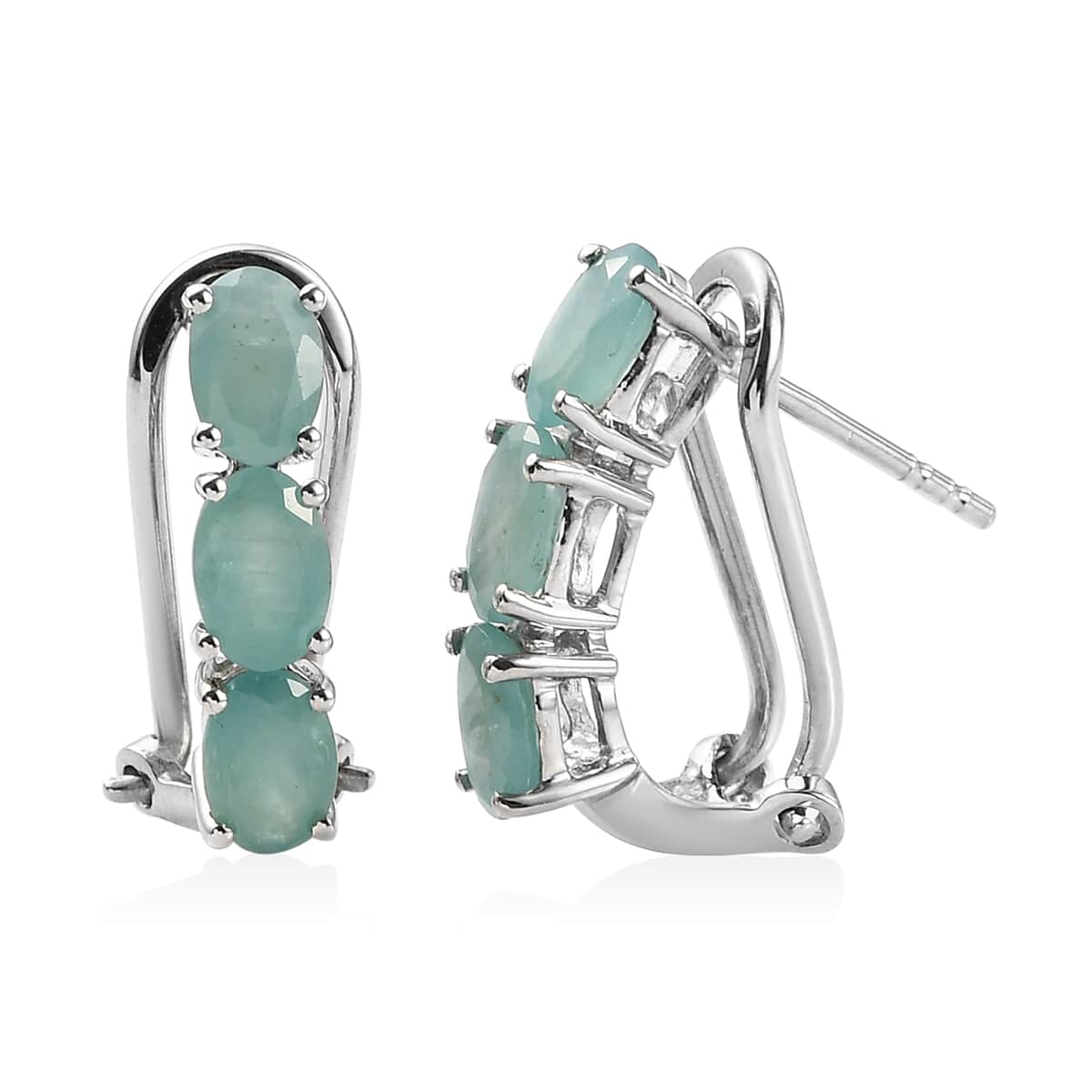 Premium Grandidierite Latch Back Earrings in Platinum Over Sterling Silver 2.60 ctw image number 0