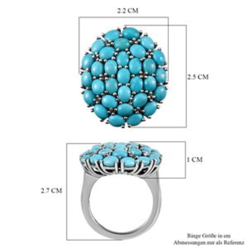 Sleeping Beauty Turquoise 5.03 ctw Cluster Ring in Platinum Over Sterling Silver (Size 5.5)