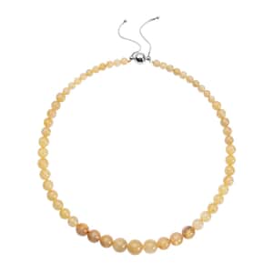 Golden Rutilated Quartz 6-12mm Beaded Necklace 18-20 Inches in Rhodium Over Sterling Silver 282.00 ctw