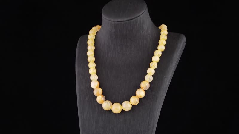 Golden Rutilated Quartz 6-12mm Beaded Necklace 18-20 Inches in Rhodium Over Sterling Silver 282.00 ctw