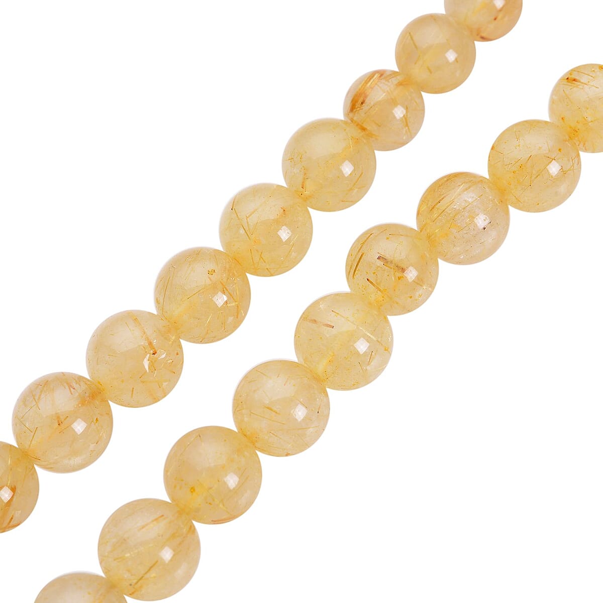 Golden Rutilated Quartz 6-12mm Beaded Necklace 18-20 Inches in Rhodium Over Sterling Silver 282.00 ctw image number 3