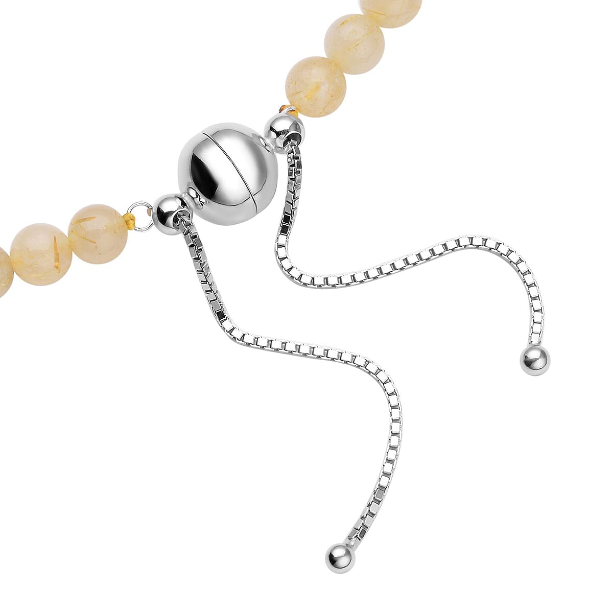 Golden Rutilated Quartz 6-12mm Beaded Necklace 18-20 Inches in Rhodium Over Sterling Silver 282.00 ctw image number 4