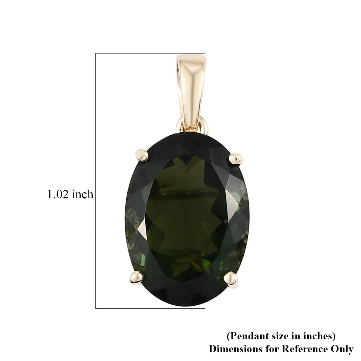 Luxoro 10K Yellow Gold AAA Bohemian Moldavite Solitaire Pendant 4.85 ctw image number 4