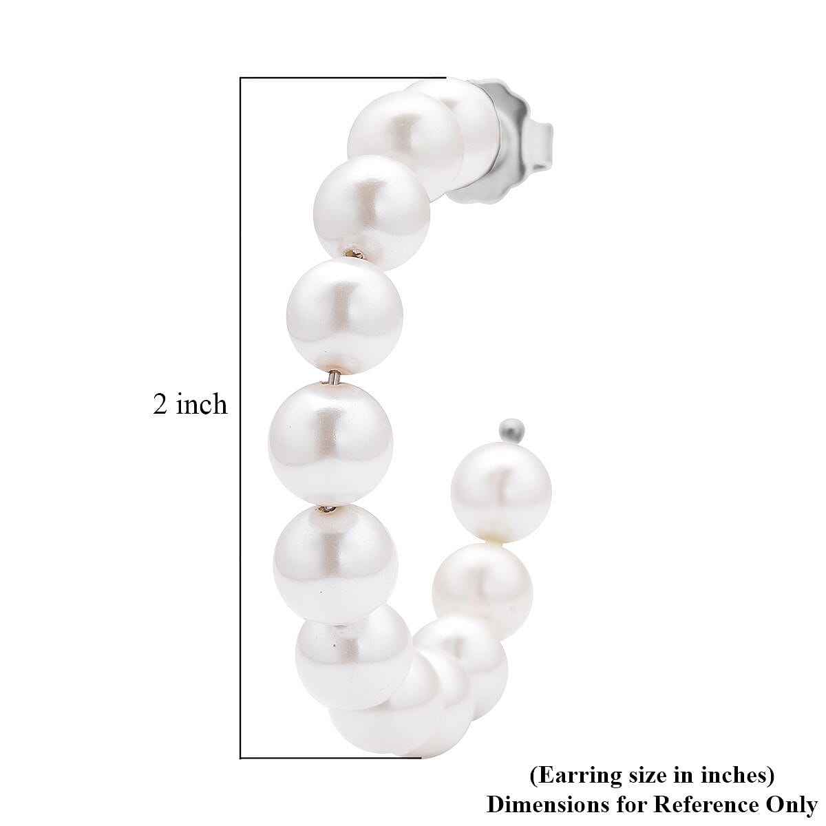 White Shell Pearl Hoop Earrings in Stainless Steel