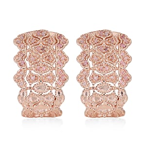 Uncut Natural Pink Diamond J Hoop Earrings in Vermeil Rose Gold Over Sterling Silver 0.25 ctw