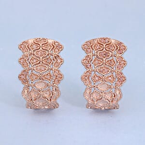 Uncut Natural Pink Diamond J Hoop Earrings in Vermeil Rose Gold Over Sterling Silver 0.25 ctw