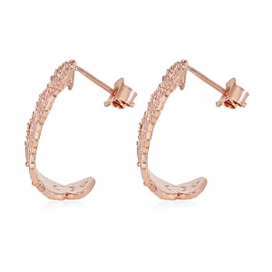 Uncut Natural Pink Diamond J Hoop Earrings in Vermeil Rose Gold Over Sterling Silver 0.25 ctw