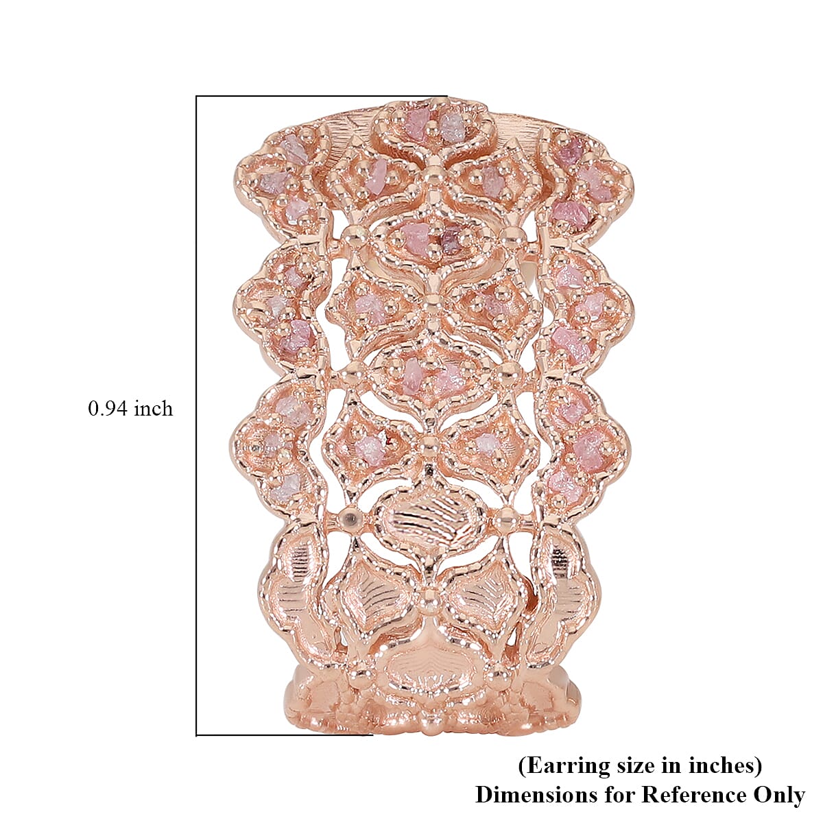 Uncut Natural Pink Diamond J Hoop Earrings in Vermeil Rose Gold Over Sterling Silver 0.25 ctw