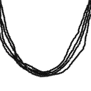 Thai Black Spinel Necklace| Black Multi Layered Necklace| Multi Strand Necklace (100 Inches) 91.00 ctw