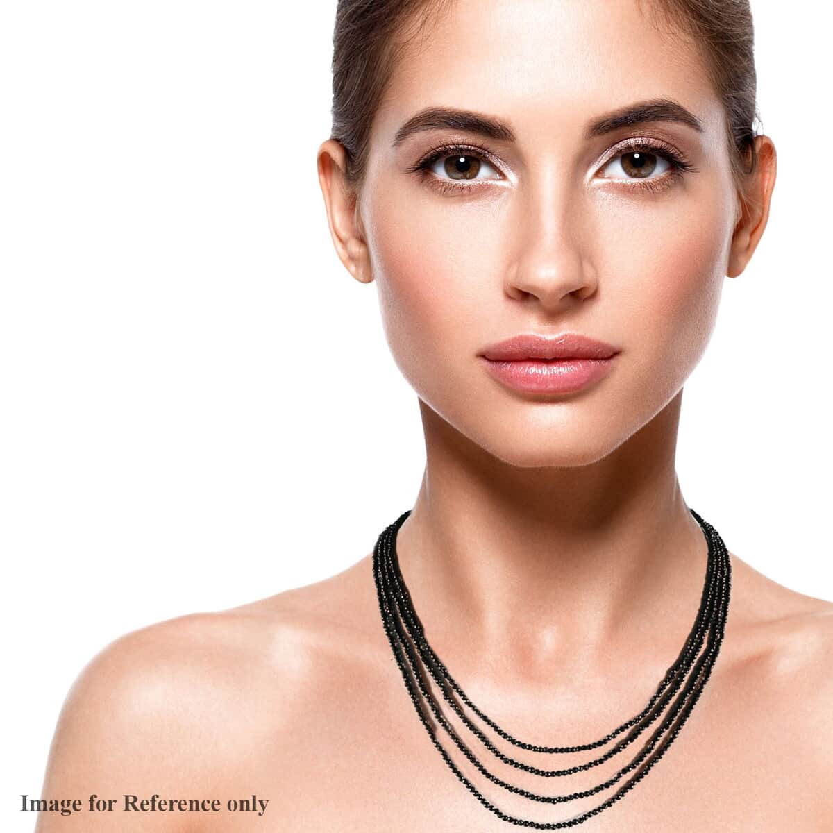 Thai Black Spinel Necklace, Black Multi Layered Necklace, Multi Strand Necklace (100 Inches) 91.00 ctw image number 2