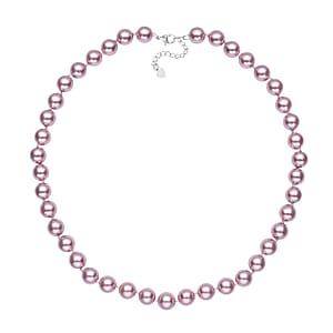 Purple Shell Pearl Beaded Necklace 18-20 Inches in Silvertone
