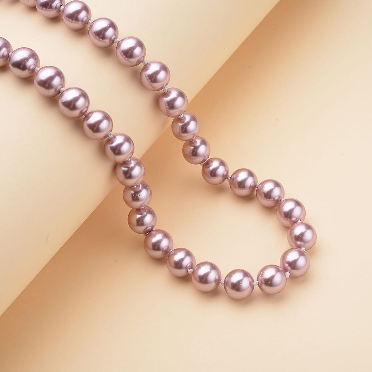 Purple Shell Pearl Beaded Necklace 18-20 Inches in Silvertone image number 1