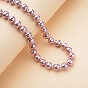 Purple Shell Pearl Beaded Necklace 18-20 Inches in Silvertone