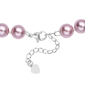 Purple Shell Pearl Beaded Necklace 18-20 Inches in Silvertone