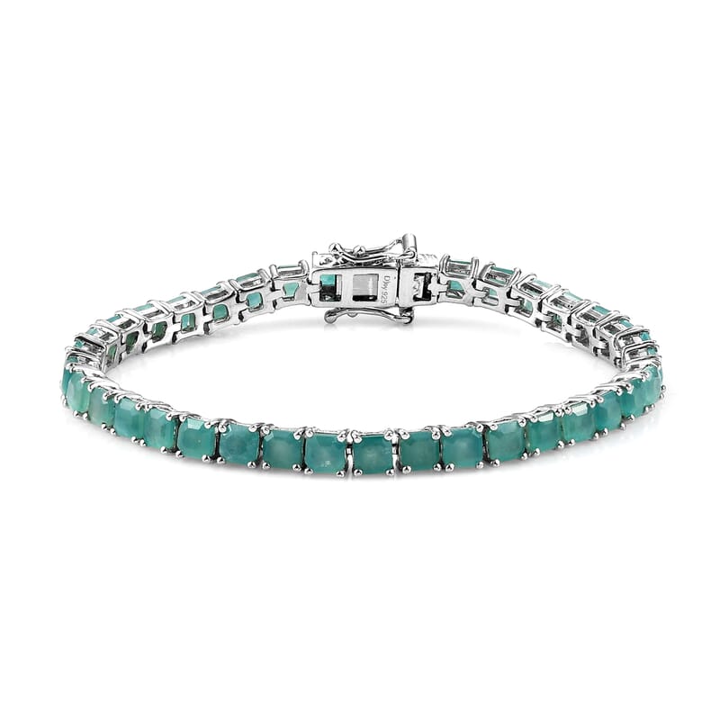 Asscher Cut Premium Grandidierite Tennis Bracelet in Platinum Over Sterling Silver (6.50 In) 10.90 Grams 11.35 ctw