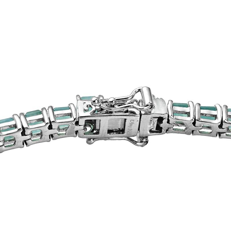 Asscher Cut Premium Grandidierite Tennis Bracelet in Platinum Over Sterling Silver (6.50 In) 10.90 Grams 11.35 ctw