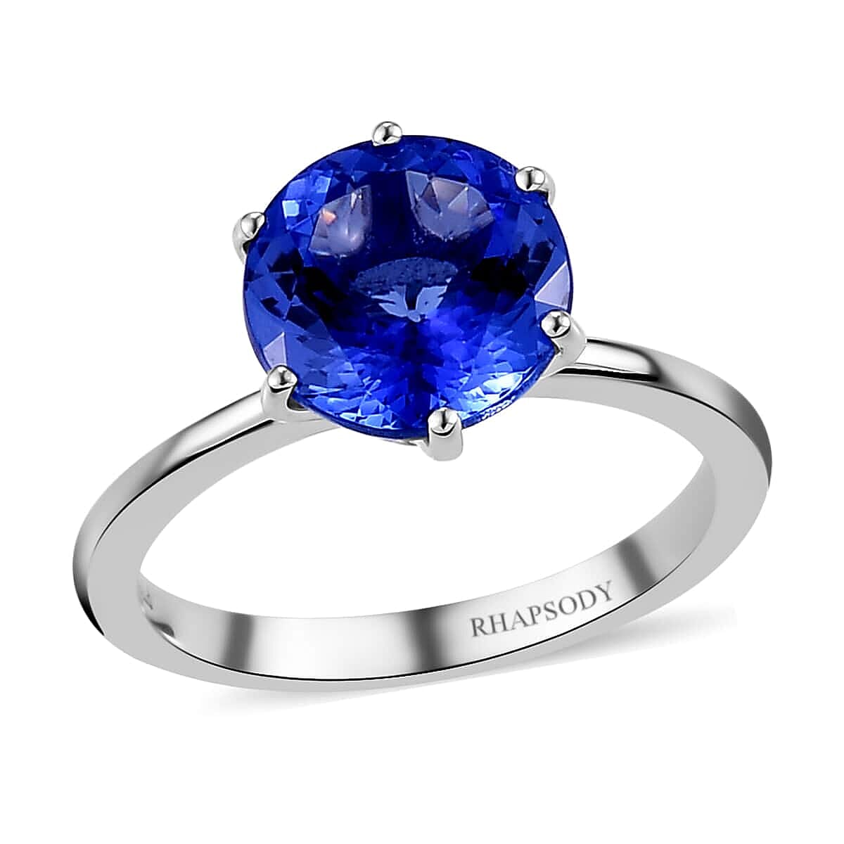 RHAPSODY 950 Platinum AAAA Tanzanite Solitaire Ring 4.65 Grams 3.10 ctw image number 0