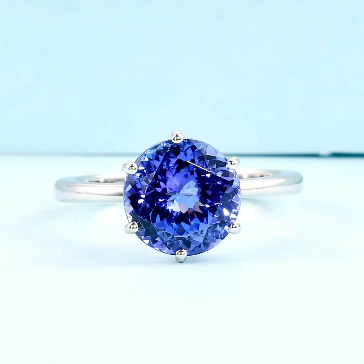 Rhapsody 950 Platinum AAAA Tanzanite Solitaire Ring (Size 10.0) 4.65 Grams 3.10 ctw image number 1