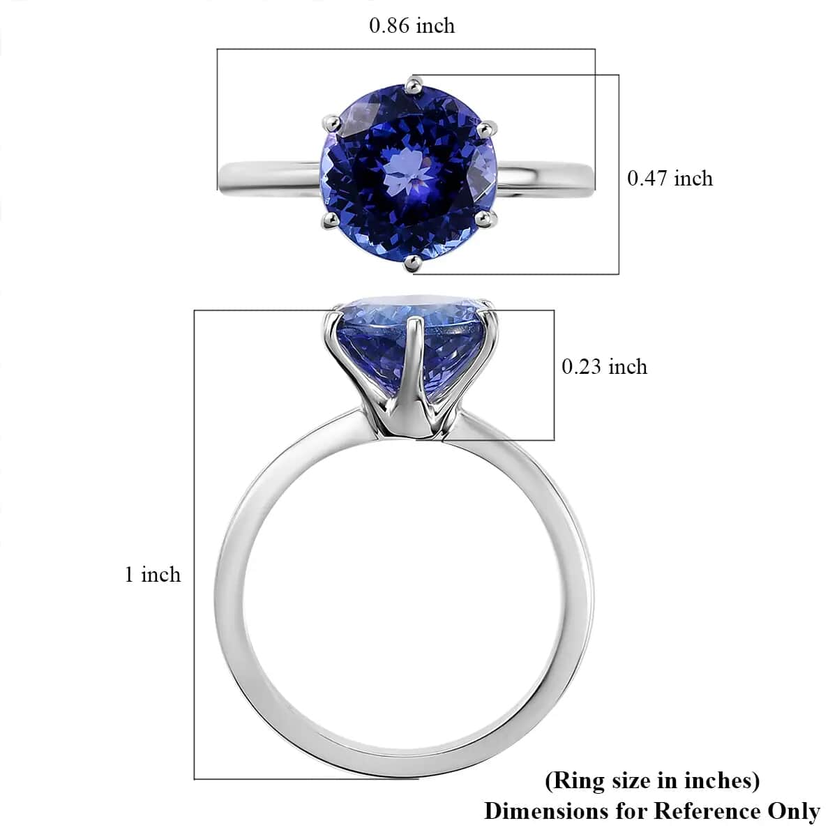 Rhapsody 950 Platinum AAAA Tanzanite Solitaire Ring (Size 10.0) 4.65 Grams 3.10 ctw image number 5