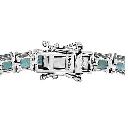 Asscher Cut Premium Grandidierite Tennis Bracelet in Platinum Over Sterling Silver (7.25 In) 12.25 ctw