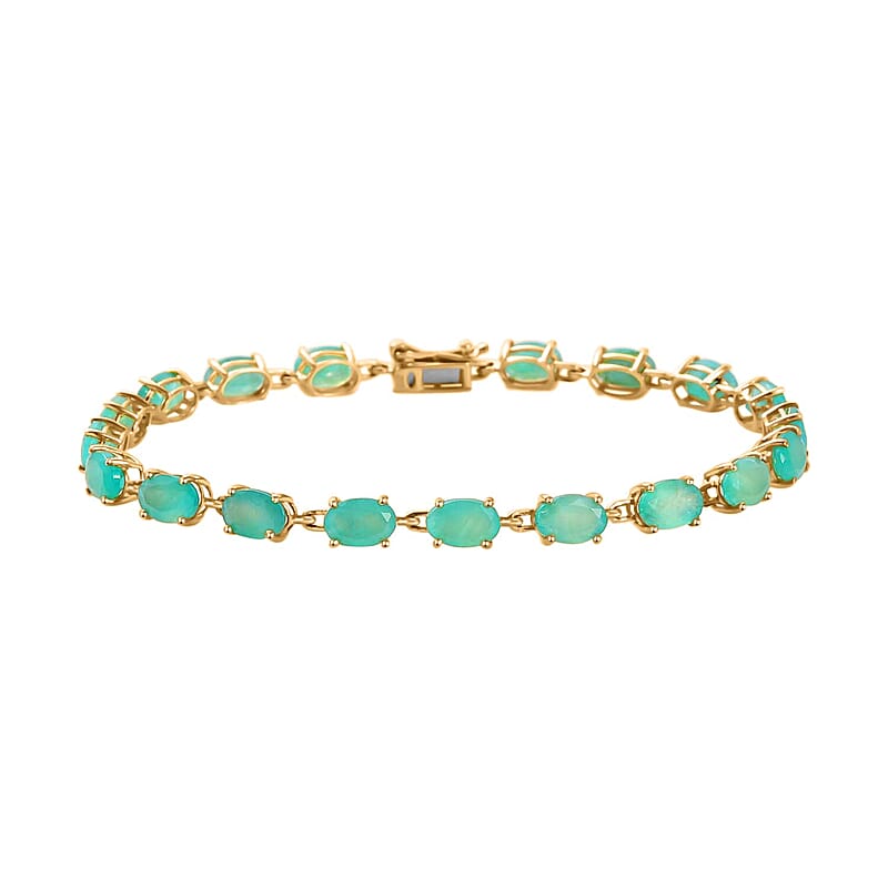 Luxoro 10K Yellow Gold Premium Grandidierite Link Bracelet (6.50 In) 8.85 ctw