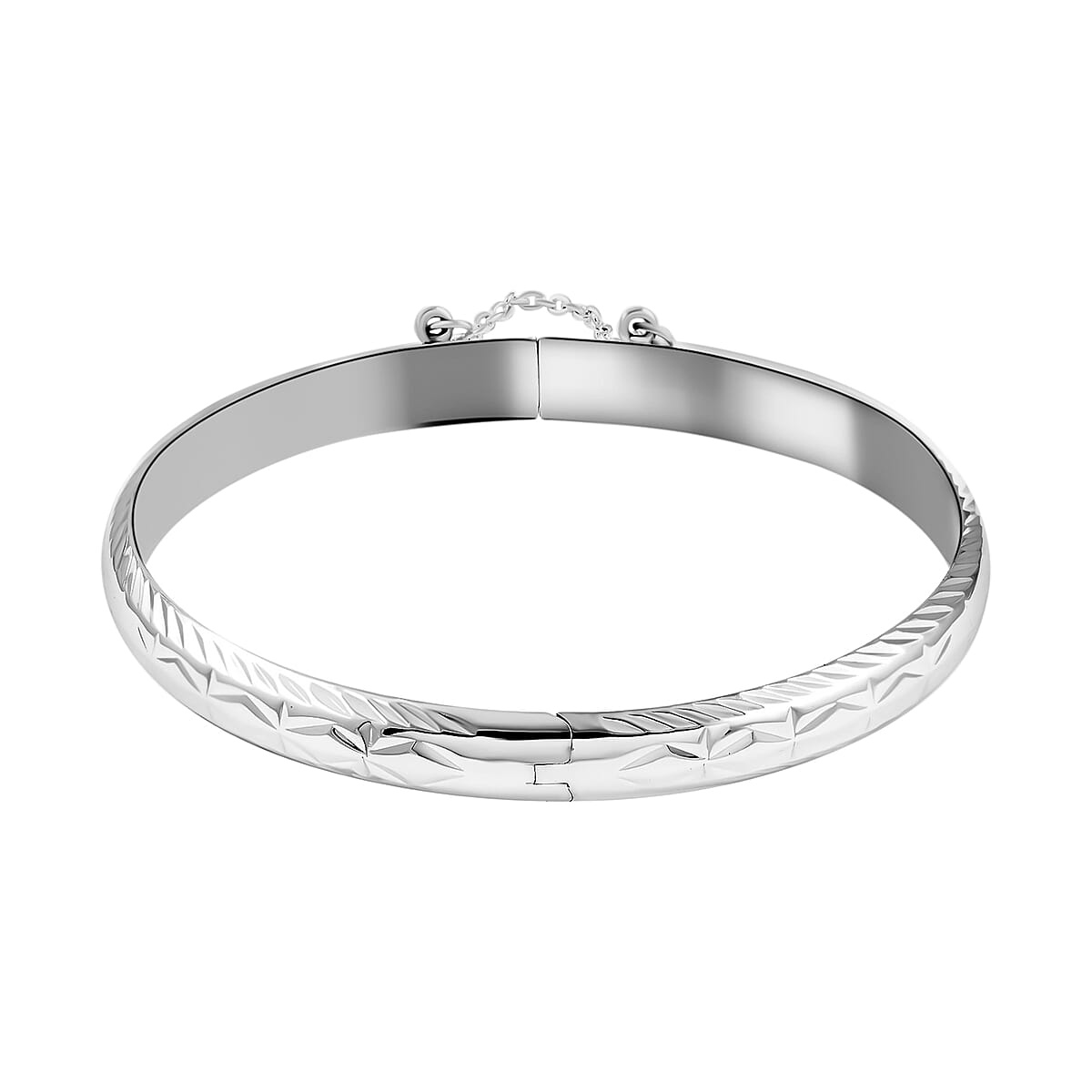 Sterling Silver Diamond-Cut Bangle Bracelet (7.25 In) 8.8 Grams image number 0